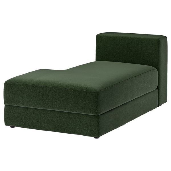 Diván verde JÄTTEBO con cojines mullidos y tela verde texturizada, diseño moderno y redondeado.