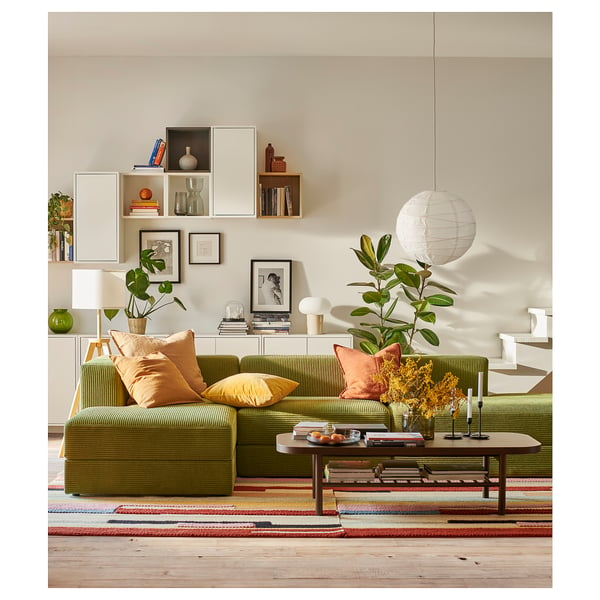 Sofá 3,5 con chaiselongue, Samsala verde amarillo oscuro - IKEA