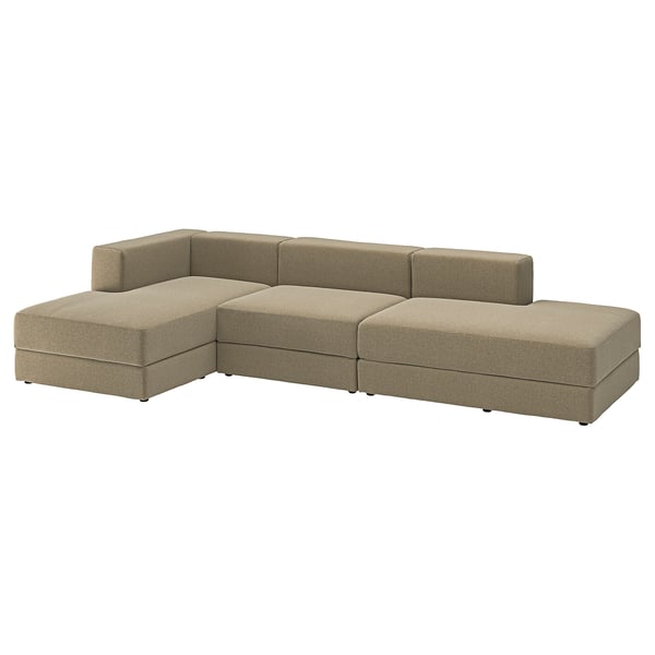 JÄTTEBO Sofá de 3,5 plazas con chaiselongue, Johanneshov marrón/beige