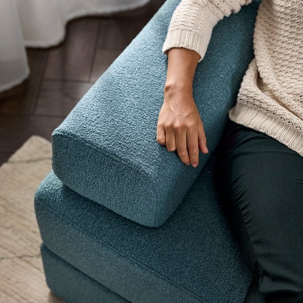 JÄTTEBO Sofá con chaiselongue de 2,5 plazas, izquierda con reposacabezas/Axvall azul grisáceo oscuro