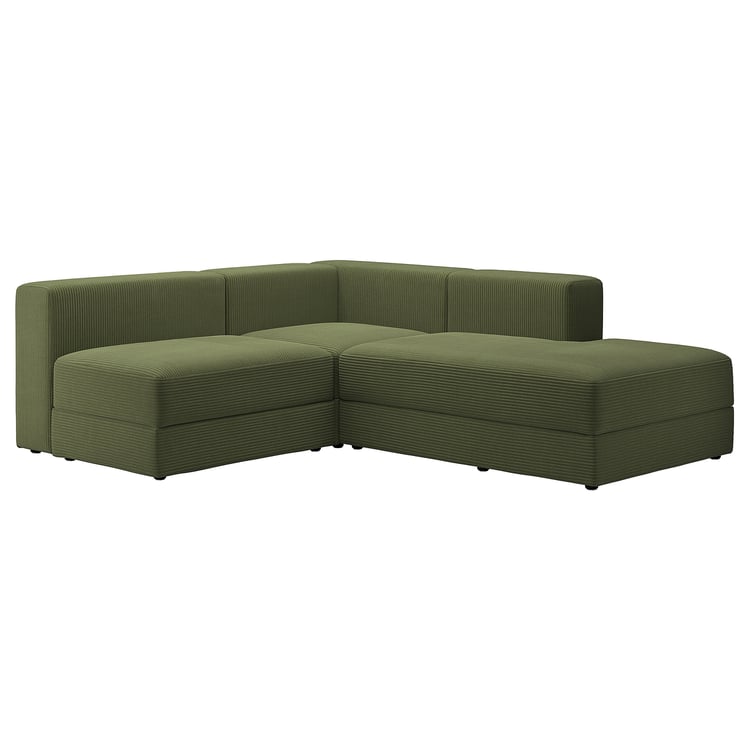 JÄTTEBO Sofá modular esquina 25+chaise lng, Derecha/Samsala verde