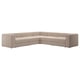 Moderno sofá seccional beige con textura acanalada, cojines suaves y almacenamiento, ideal para comodidad y estilo.