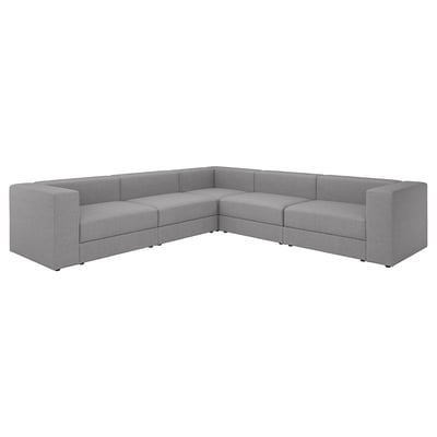 Sofá modular gris JÄTTEBO, diseño moderno con líneas limpias, comodidad suave y almacenamiento práctico.