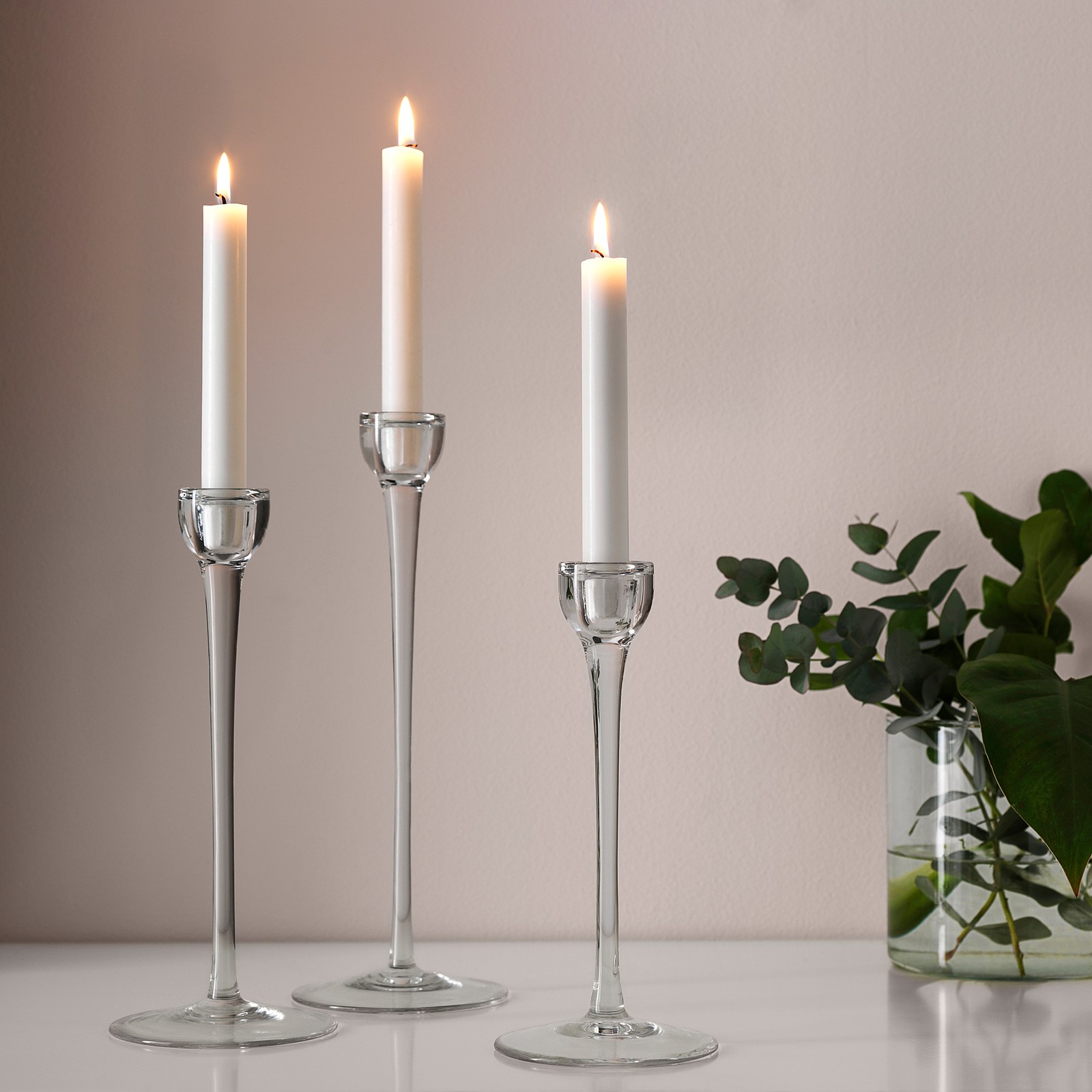 JUBLA Vela sin perfume candelabro, blanco - IKEA