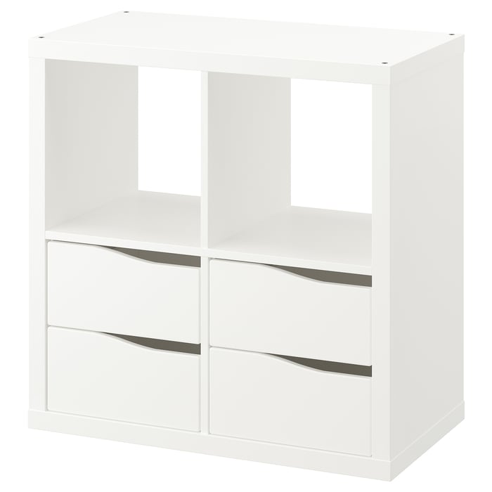 KALLAX estantería, con 4 cajones con forma ondulada/blanco, 77x77 cm IKEA