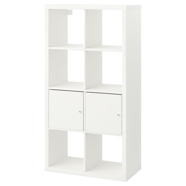 Escalera Cortar lana KALLAX Estantería con puertas, blanco, 77x147 cm - IKEA