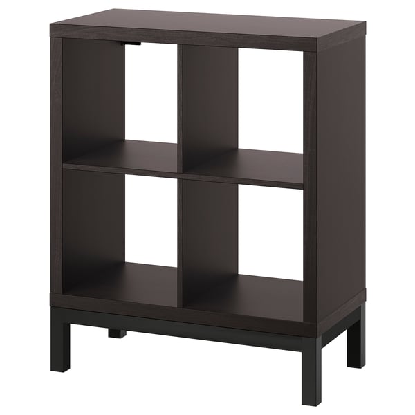 KALLAX estantería con soporte, negro-marrón/negro, 77x164 cm - IKEA