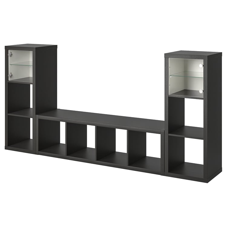 KALLAX Mueble almacenaje/TV, negro-marrón, 231x39x112 cm - IKEA