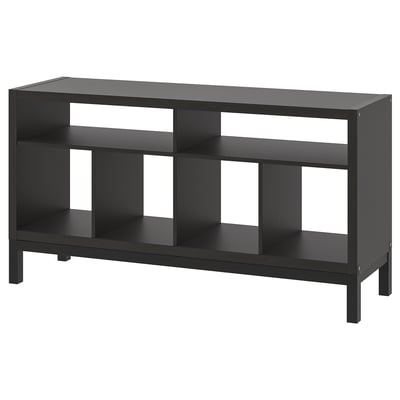Mueble de tv KALLAX negro con estantes abiertos.
