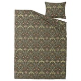 KÄRRDUNÖRT: juego de cama floral oscuro, con tonos terrosos, algodón y lyocell tejidos densos, diseño floral intrincado.