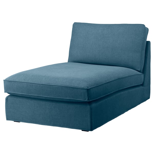 Chaise longue azul KIVIK, cómoda y acolchada con un diseño limpio.