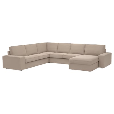 Sofá KIVIK beige en forma de L con cómodos cojines de muelles ensacados y diseño moderno