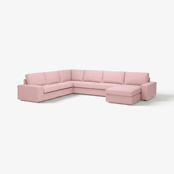 Sofá modular moderno rosa KIVIK con reposabrazos extraíbles y asientos profundos, perfecto para la comodidad y la socialización.