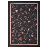 Alfombra KLOCKBUSKE: gris oscuro, floral, rectangular, lana tejida a mano.