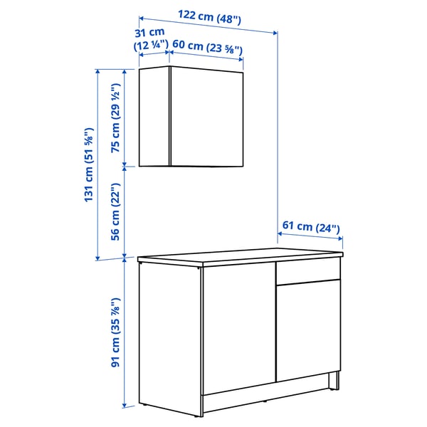 KNOXHULT Cocina, efecto roble, 120x61x220 cm
