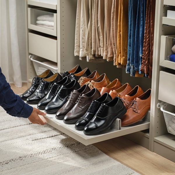 KOMPLEMENT Bandeja extraíble con zapatero, beige grisáceo/gris claro, 100x58 cm