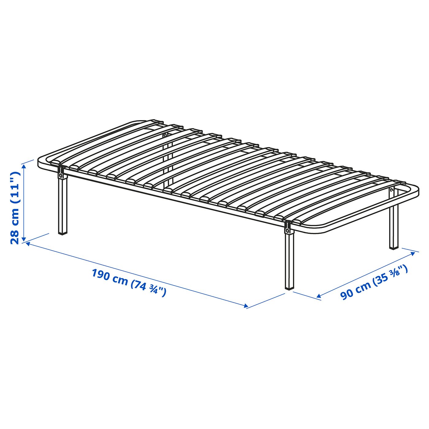 Krakhella Base Cama 4 Patas Negro 90x190 Cm Ikea