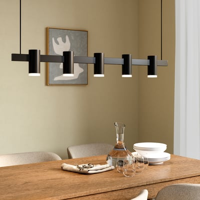 KRANSALG Lámpara de techo con 5 focos, negro, 113 cm