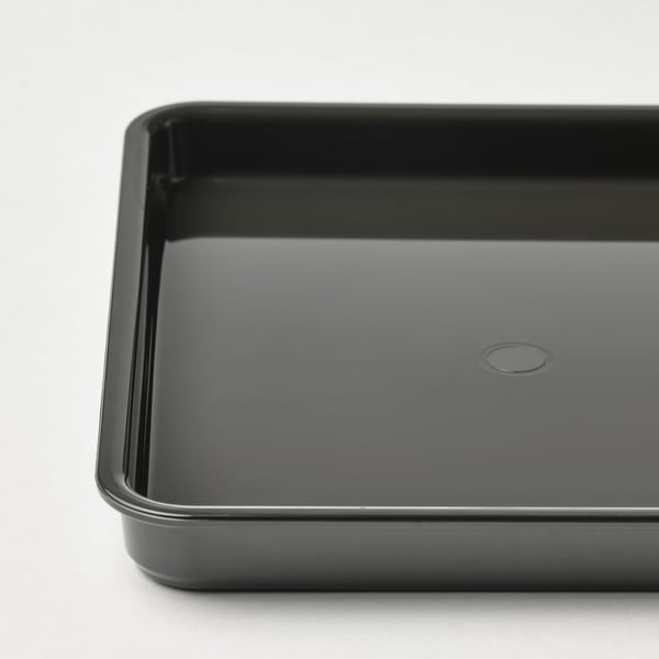 Recipiente de plástico rectangular negro, elegante y acabado de alta calidad. Viene con una tapa a juego para protección contra el polvo y apilamiento.