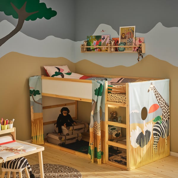 KURA Cama reversible, blanco/pino, 90x200 cm