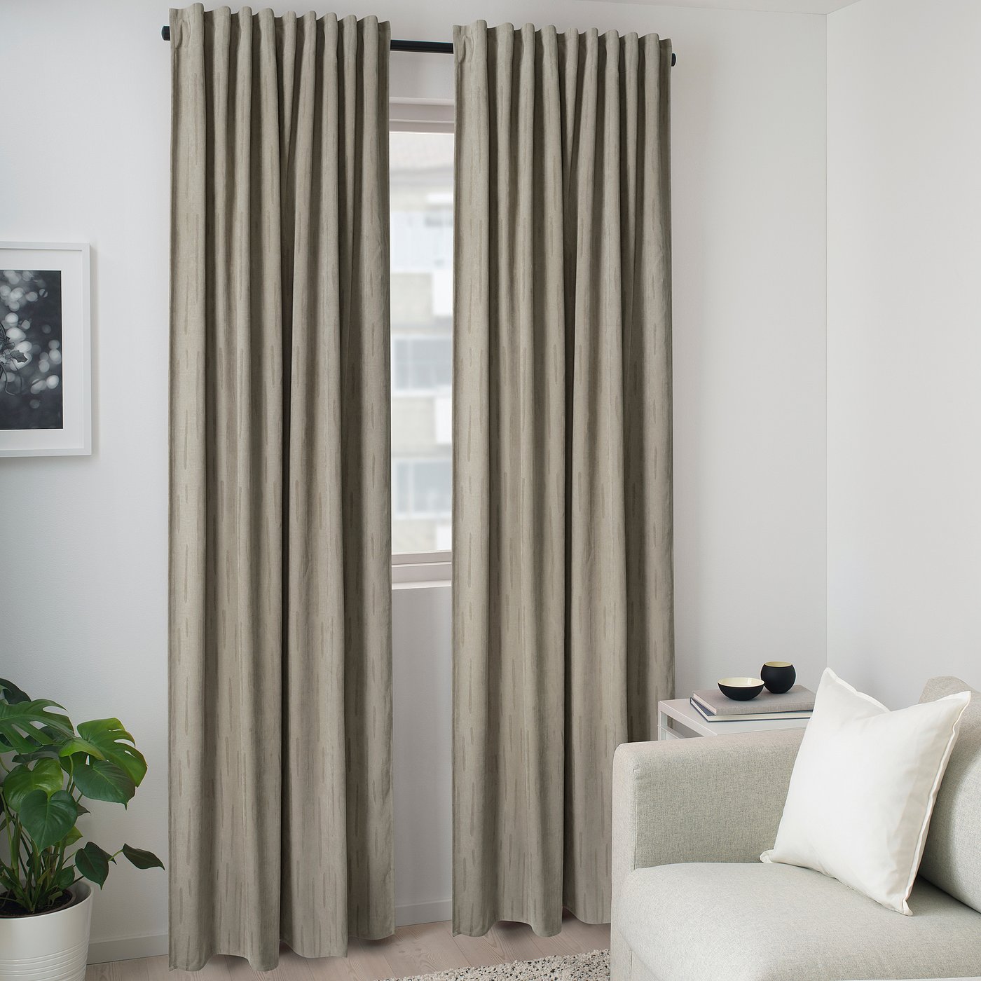 Panel Decorativo Pared GIRASOLE HOME® Par De Cortinas Jacquard Semi Opacas Fantasía Luna Y Estrellas Cortina Suave Térmica Aislante Para Dormitorio Y Interior 2 Paneles Con Ojales (Beige Estrellas, 140 X 275