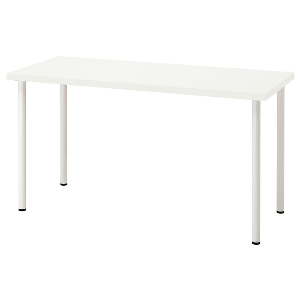 IKEA LAGKAPTEN escritorio blanco, rectangular, ligero, patas ajustables.