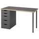 Opción: Un escritorio LAGKAPTEN de ikea en color gris con cuatro cajones. Tiene una parte superior rectangular, patas metálicas y mangos de madera.