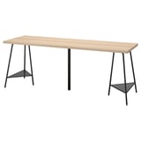 Escritorio de madera clara LAGKAPTEN, elegantes patas de metal, diseño minimalista, práctico para espacios pequeños.