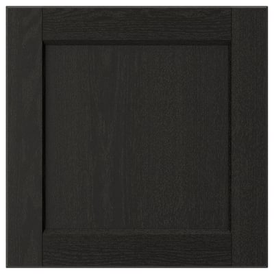 Puerta de armario negra LERHYTAN, marco de madera maciza, panel de chapa de fresno, diseño tradicional.