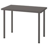 Mesa rectangular moderna de color gris con patas metálicas, ideal para espacios minimalistas.