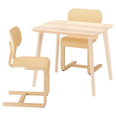 Juego de escritorio y silla de madera LISABO - acabado natural, aspecto rústico moderno
