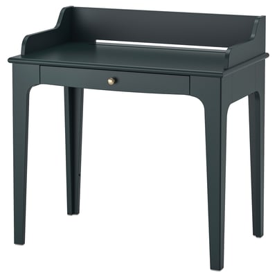 Escritorio LOMMARP, verde oscuro, rectangular, diseño sencillo, un cajón, cuatro patas.