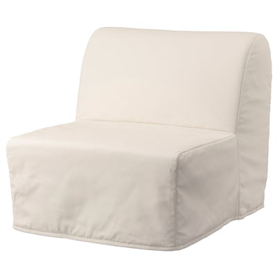 Una funda de sofá LYCKSELE beige. Es de forma cuadrada, minimalista y está hecha de algodón.