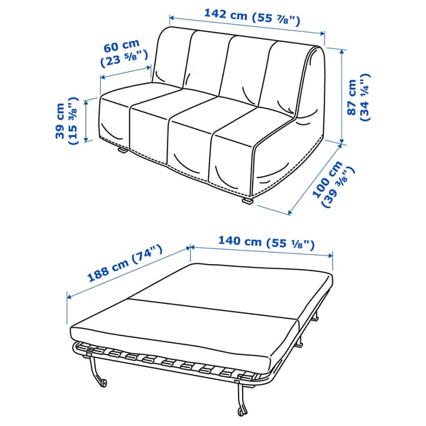 LYCKSELE LÖVÅS Sofá cama de 2 plazas, Vansbro gris oscuro - IKEA