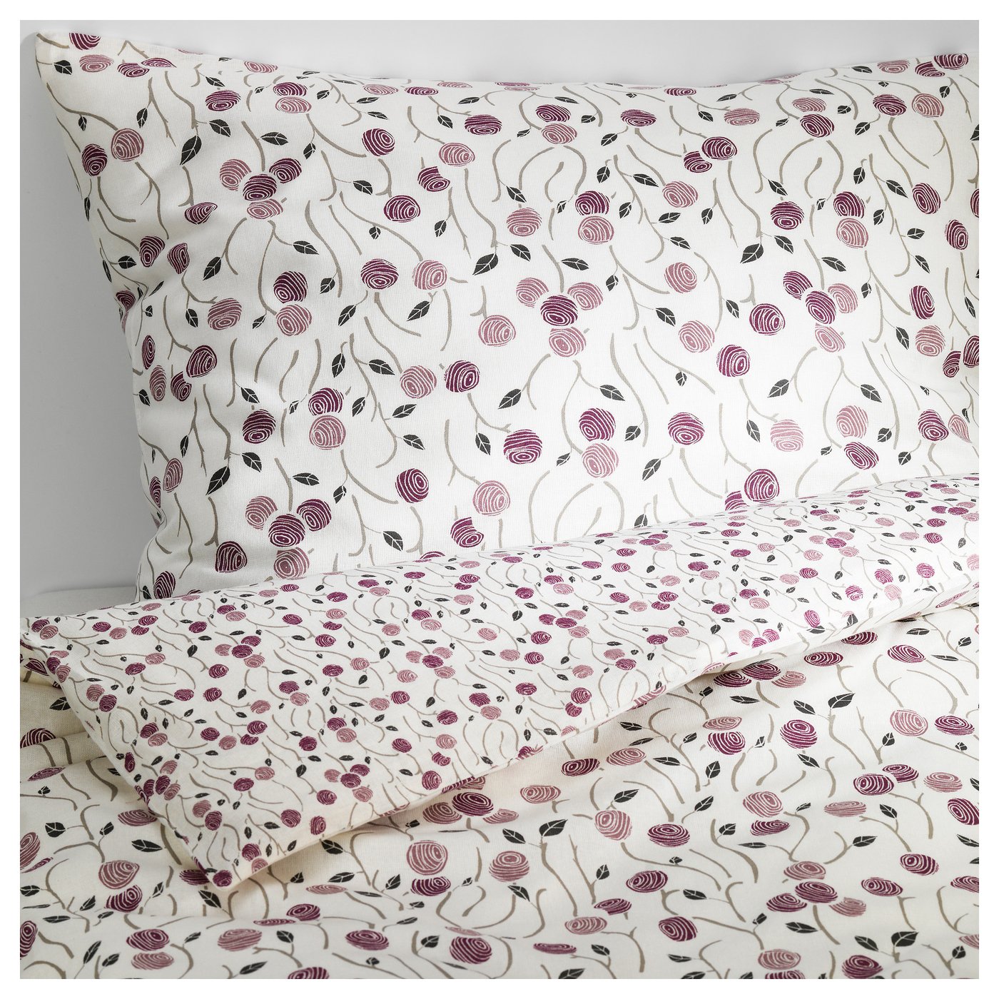 MAJVIVA Funda nórd y funda para almohada, blanco, lila, 150x200/50x60