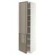 METOD Armario alto con baldas y 2 puertas, blanco/VOXTORP marrón grisáceo alto brillo vertical, 60x60x220 cm