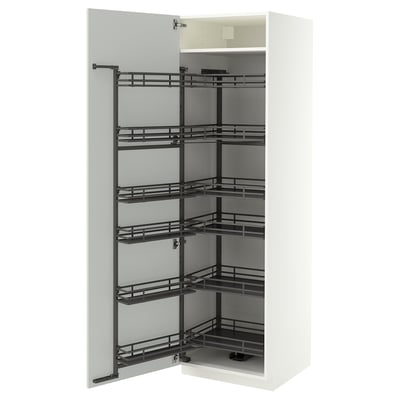 METOD Armario alto con cestos despensa, blanco/Aspudden gris claro, 60x60x200 cm
