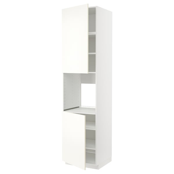 Mueble de cocina METOD blanco, alto y rectangular con puertas abiertas, diseño moderno y elegante.