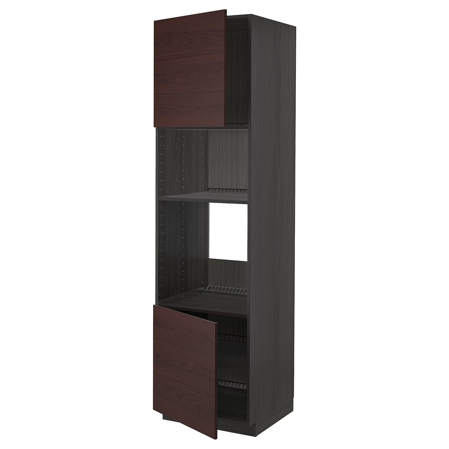METOD Armario alto horno micro 2 puertas - negro Askersund/marrón