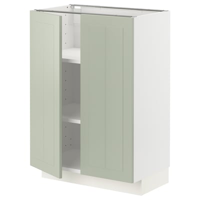 Mueble de cocina METOD en color verde con dos puertas y estantes ajustables.
