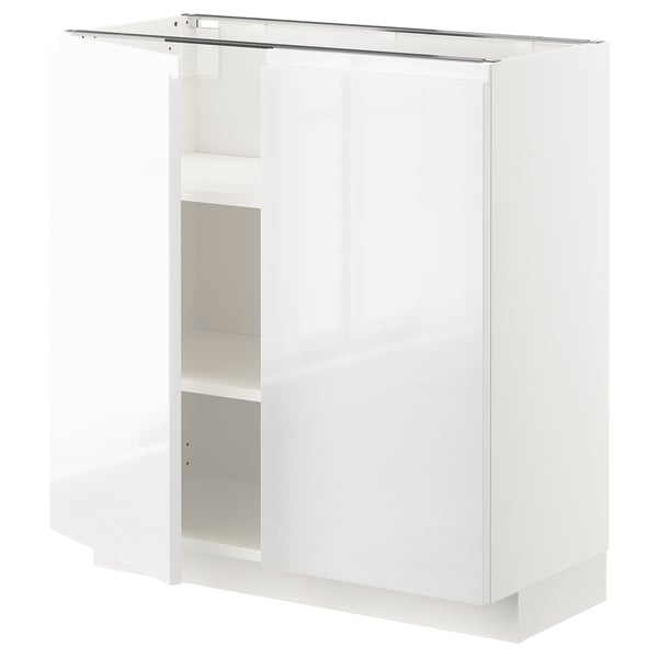 METOD armario bajo con baldas y 2 puertas, blanco/Voxtorp alto  brillo/blanco, 80x37 cm - IKEA