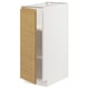 Un mueble de cocina METOD blanco con frente de roble claro y tiradores integrados, con un diseño minimalista y cálido.