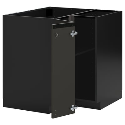 Mueble de cocina esquinero METOD negro, moderno, acabado mate, tablero de partículas resistente.