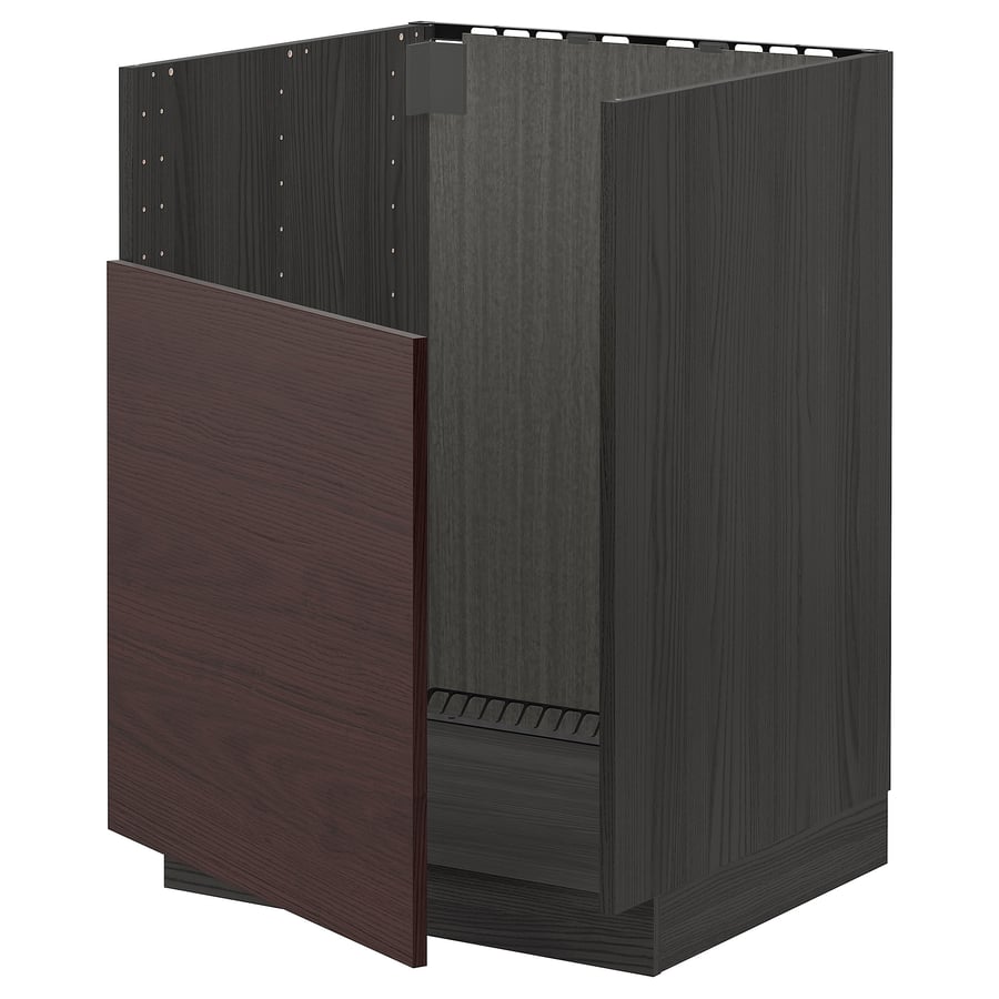 METOD Armario bajo fregadero BREDSJÖN - negro Askersund/marrón oscuro