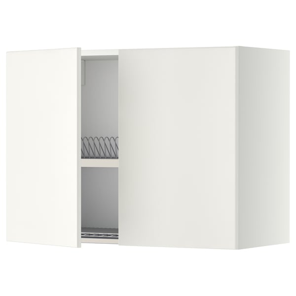 Mueble de cocina blanco METOD, cuadrado, acabado liso, 2 puertas con 1 estante, actúa como escurridor de platos.