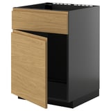 Mueble de cocina METOD con cajones de roble y marco negro.