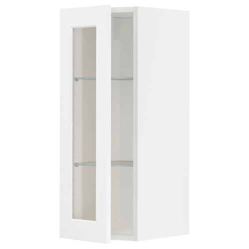 Mueble de cocina METOD, blanco, puertas de cristal, forma rectangular, diseño moderno.