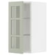 Mueble de cocina METOD con 3 puertas de cristal verde, estantes ajustables, montaje a la izquierda o a la derecha.