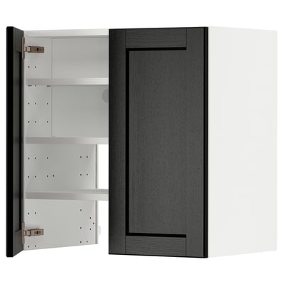 Mueble de cocina moderno en mancha negra con estantes ajustables y puerta reversible.