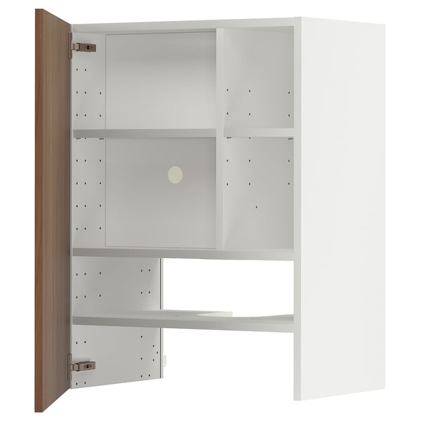 Mueble de cocina moderno, blanco con puerta de nogal. Estantes ajustables y estructura robusta.